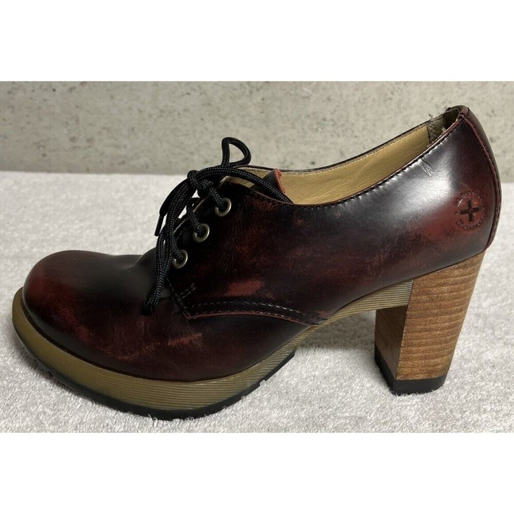 Dr. Doc Martens Danielle Heeled Booties Oxfords Women US 6 Burgundy Red Oxblood - Picture 3 of 12